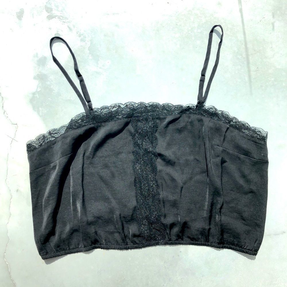 BP. Lace Trim Crop Cami Top In Black
